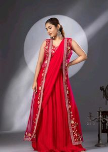 Embroidered Rose pink three piece dress