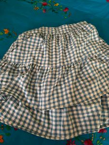 gingham print long skirt