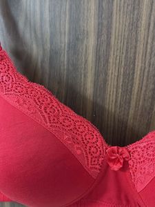 Red Lace Trim Everyday Bra