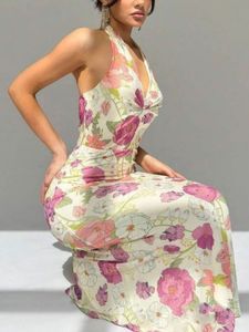 Boho Floral Halter Maxi Dress