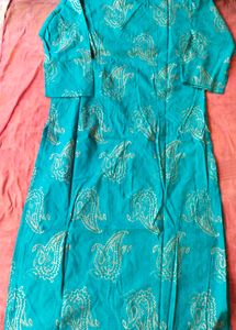 Teal Paisley Print Kurta