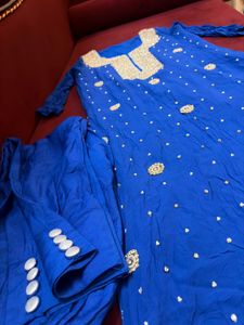 SALE🎉Stone Work Blue Kurta Set