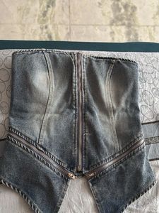 Denim Corset Top with Zippers