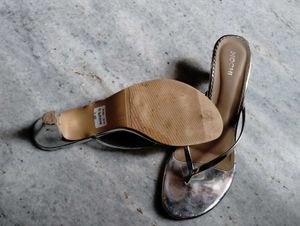 Silver Thong Heel Sandals