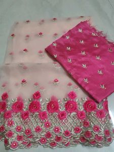 Embroidered Pink lehenga Dress Material
