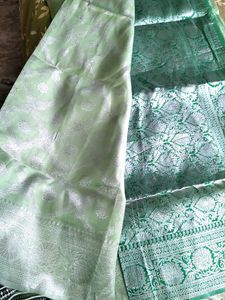 Elegant Mint Green Banarasi Silk Saree