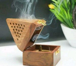 Pyramid Shape Wooden Incense Box