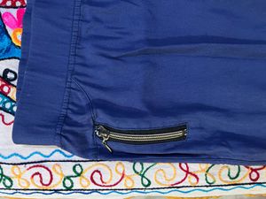 Blue Comfortable Zip Pocket Pants
