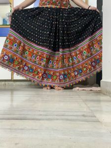Embroidered Royal Blue &amp; black chaniya choli with