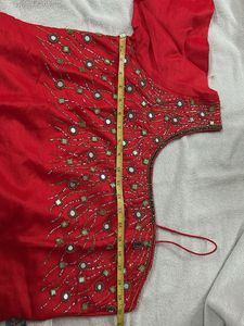 Red Embellished one shoulder kurti