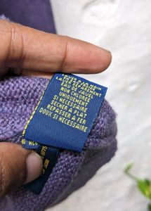 ralph lauren Purple Button Neck Knit Sweater