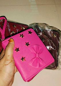 Brand new Cute Pink Wallet with Star & Bow Detail