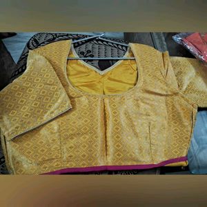 Elegant Yellow Brocade Blouse