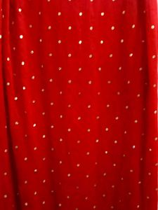 Red Dupatta with Gold Dots
