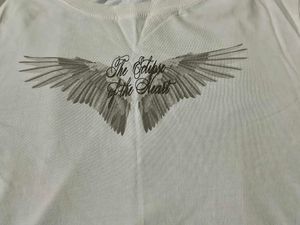 White T-Shirt with Wing Graphic