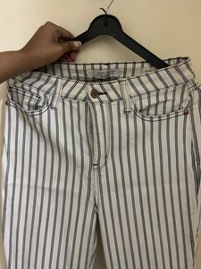 y2k striped super flared jeans white and blue str