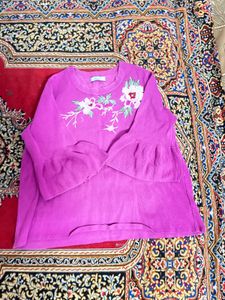 Floral Embroidered Ruffle Sleeve Top
