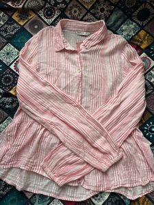 Chic Pink Striped Peplum Top