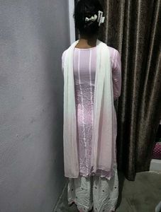 Pink Kurta Set with White Palazzo