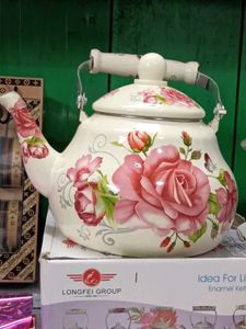 Vintage Floral Enamel Kettle