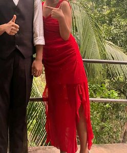 Red ruffle dress
