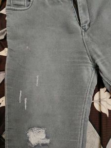Grey Distressed Denim Jeans