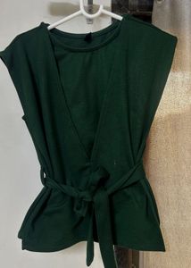 Elegant Green Waist Tie Top