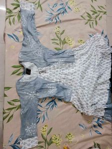 yellow and grey kurta tops