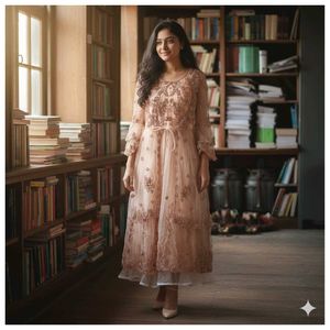 Elegant Peach Embellished Kurta Set