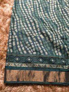 Elegant Teal Shibori Saree