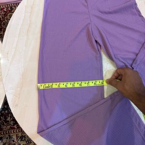 Lavender Ribbed Flare Pants
