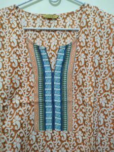 Aurelia orange white Printed kurta