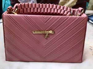 Pink Crossbody Bag with Gold Chain