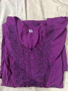 Purple Embroidered Kurta