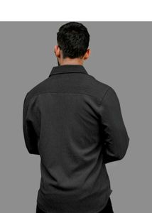 Men's Black Textured Full Sleeves Shirt