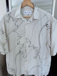 ZARA STREAK PRINT SHIRTS | OYSTER-WHITE