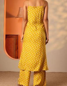Stylish Yellow Kurta Set with Print