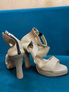 Sparkling Silver Platform Heels