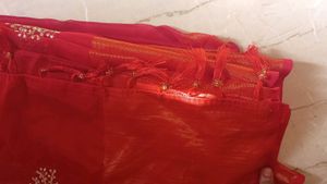 Vibrant Red Embroidered Saree