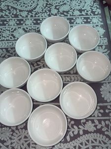 Set of 10 White Ceramic Bowls