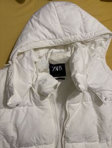 Zara White Winter Puffer Jacket
