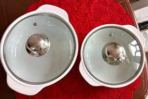 White Ceramic Casserole Dish with Glass L
