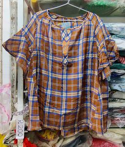 Stylish Plaid Flounce Sleeve Top