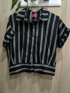 Striped High Neck Top