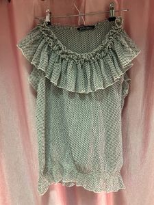 Sheer Polka Dot Ruffle Top