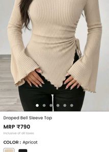 Draped Bell Sleeve Knit Top