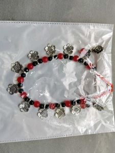 Red and black beaded oxidized jewellery set