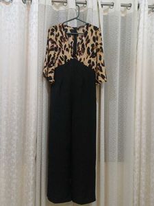 Leopard Print & Black Jumpsuit