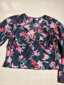 H&M Print Bell Sleeve Top