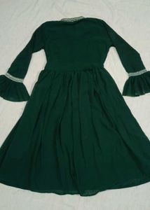 Green Embroidered Frock With Laggie